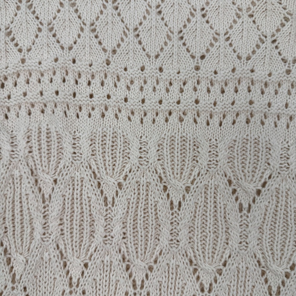 Splendid Honore Tipped Cotton Sweater Women M Cream Navy Pointelle Knit New - Picture 6 of 8